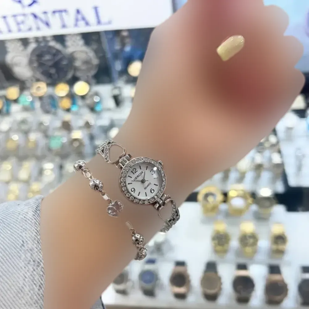 ست ساعت مچی و دستبند بند استیل موتور کوارتز با جعبه کادویی
