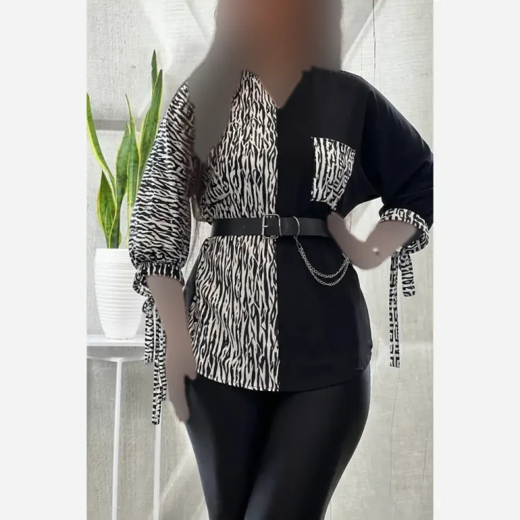 شومیز طرحدار نجلا جنس کرپ بوگاتی
