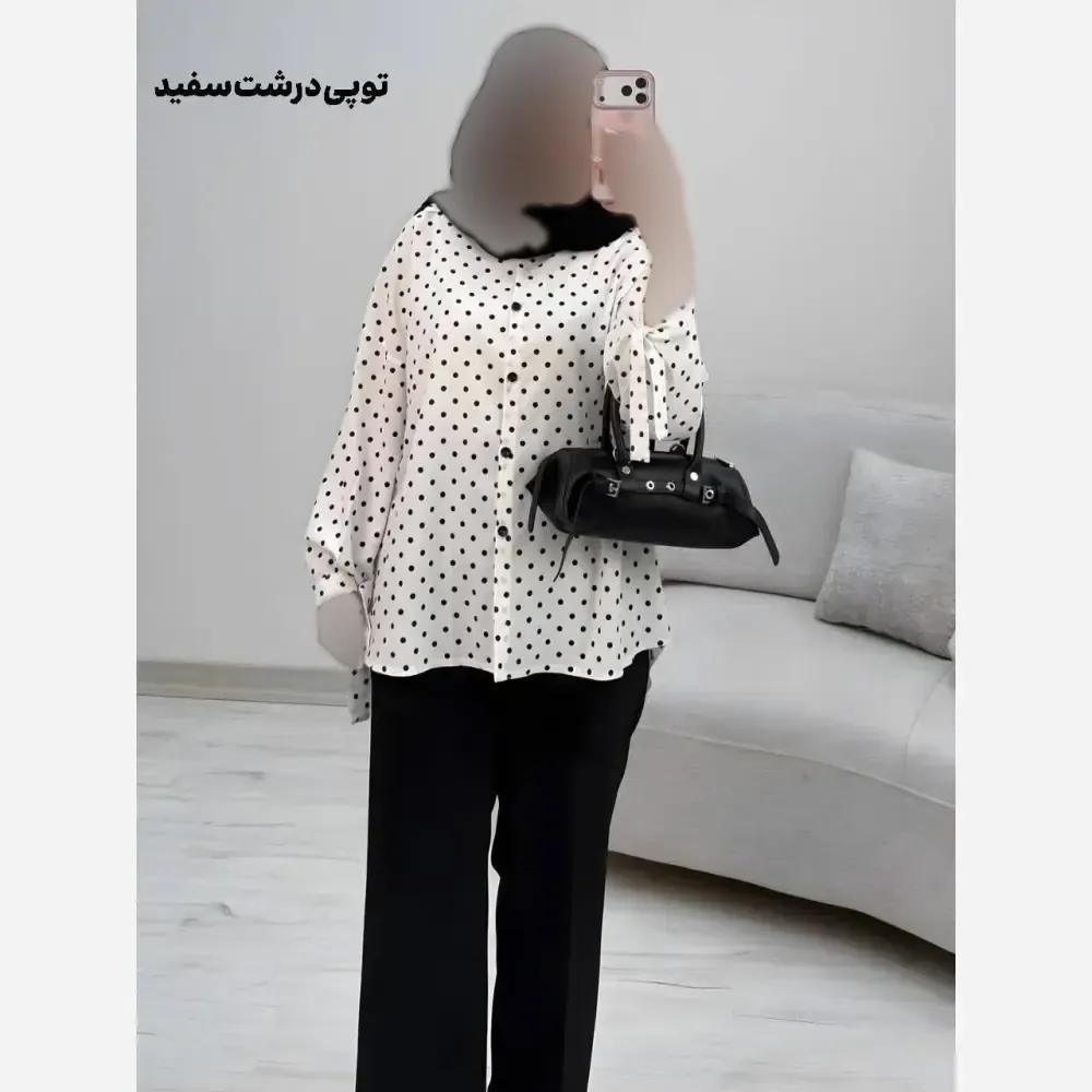 شومیز طرحدار چیچک کرپ الیزه چاپی فری سایز