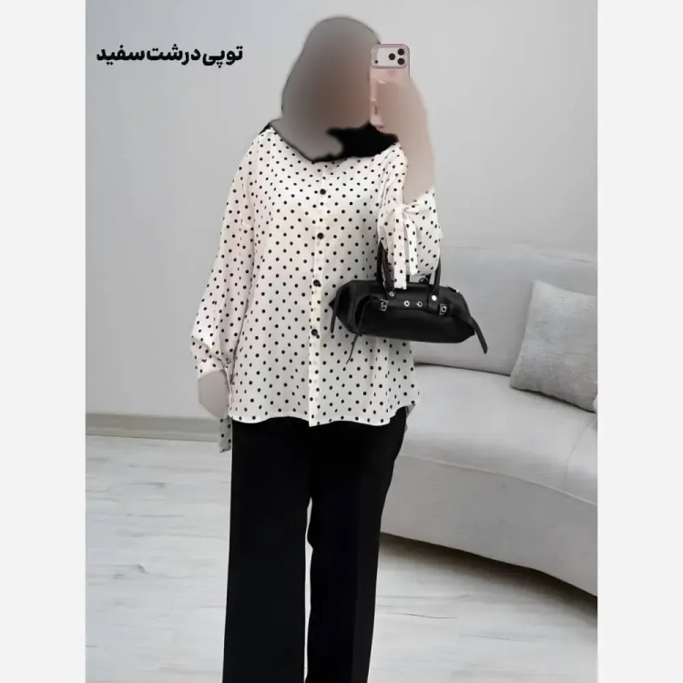 شومیز طرحدار چیچک کرپ الیزه چاپی فری سایز
