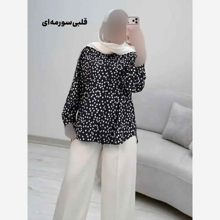 شومیز طرحدار چیچک کرپ الیزه چاپی فری سایز