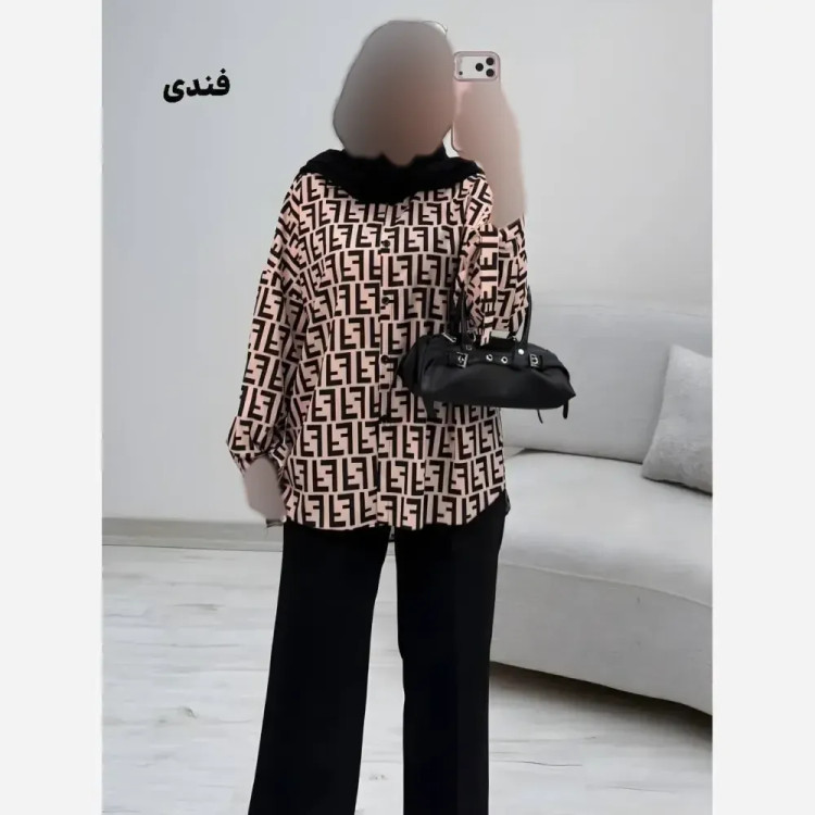 شومیز طرحدار چیچک کرپ الیزه چاپی فری سایز