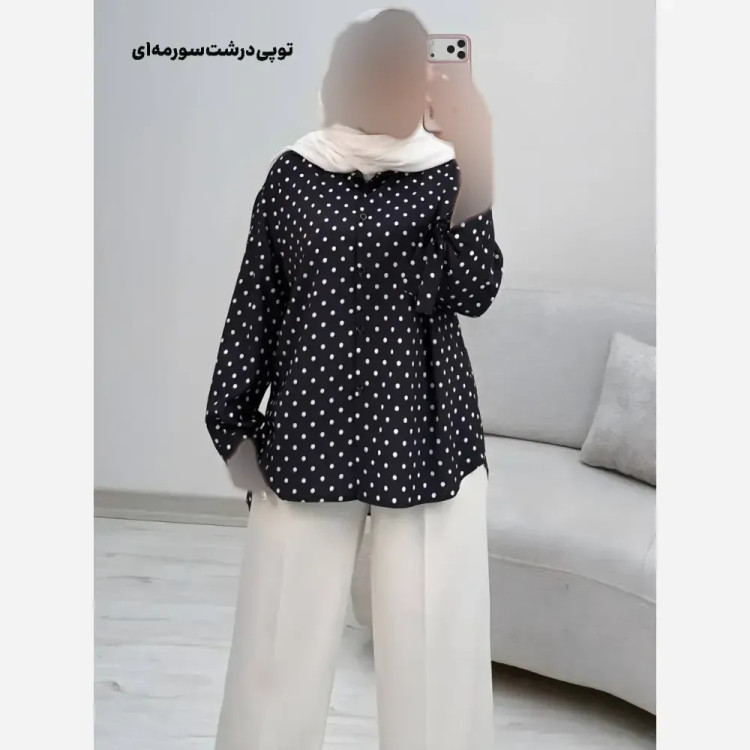شومیز طرحدار چیچک کرپ الیزه چاپی فری سایز