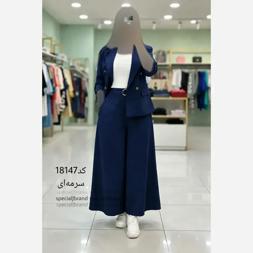 ست کت و دامن شلواری لینن سارا خنک و سبک