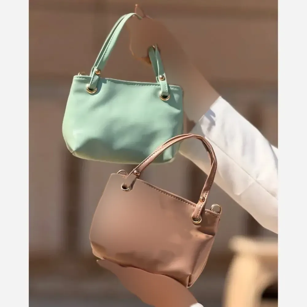 کیف مینی بگ چرمی زنانه مدل مینیمال سبز رنگ