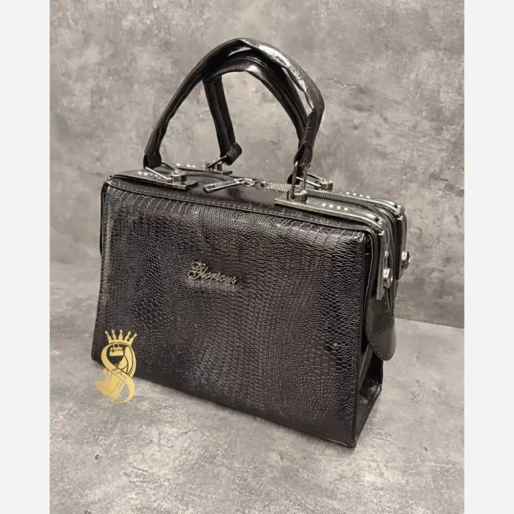 کیف صندوقی ورنی زنانه مشکی ابعاد 17x25 شیک و جدید