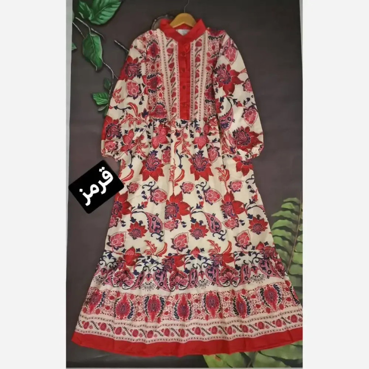 لباس ساحلی زنانه جنس بوگاتی فری سایز 38 تا 48 یقه 4 دکمه با کمربند رنگ مشکی قرمز اناری قرمز سبز