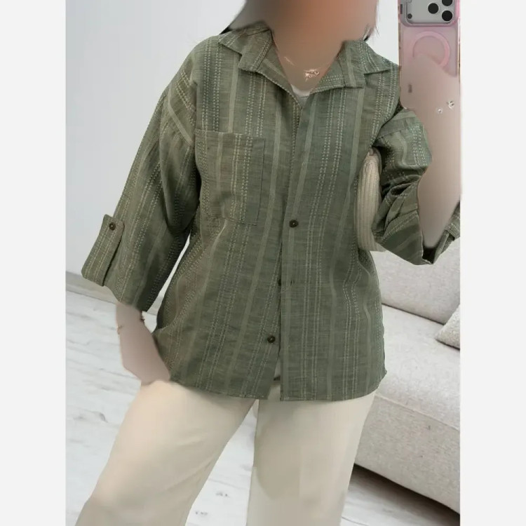 شومیز کوک دوزی مینو جنس شانتون سایز فری 38 تا 46