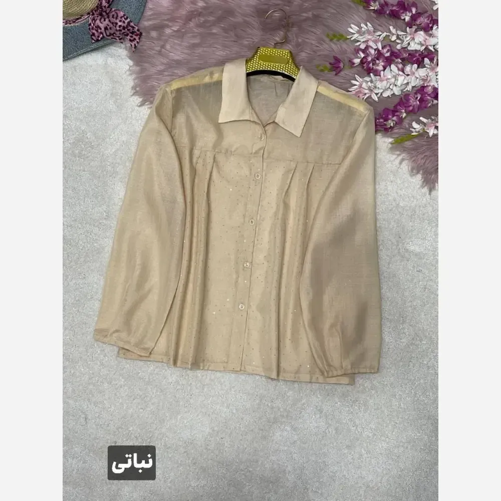 شومیز نگینی مهتا جنس شیشه ای نگین کوبی شده فری سایز