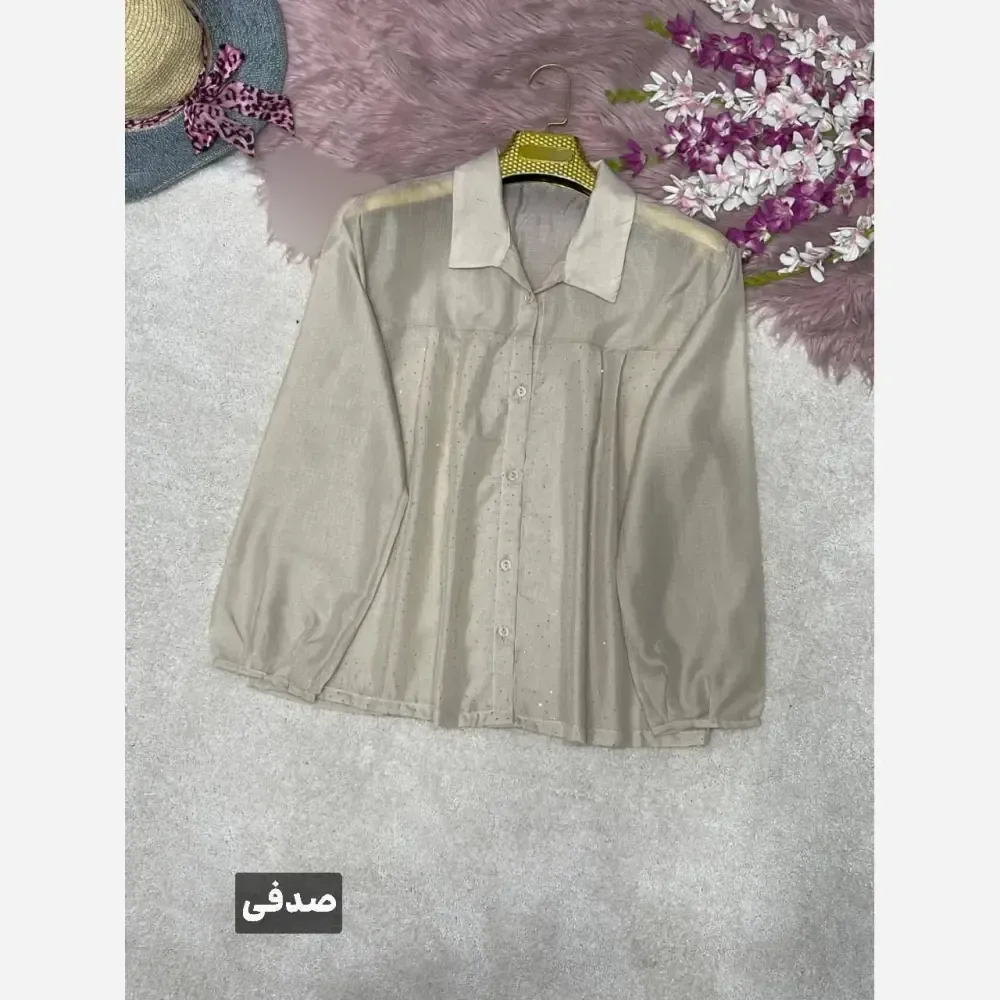 شومیز نگینی مهتا جنس شیشه ای نگین کوبی شده فری سایز
