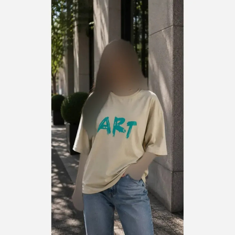 تیشرت باکسی پنبه 100٪ طرح ART فری سایز