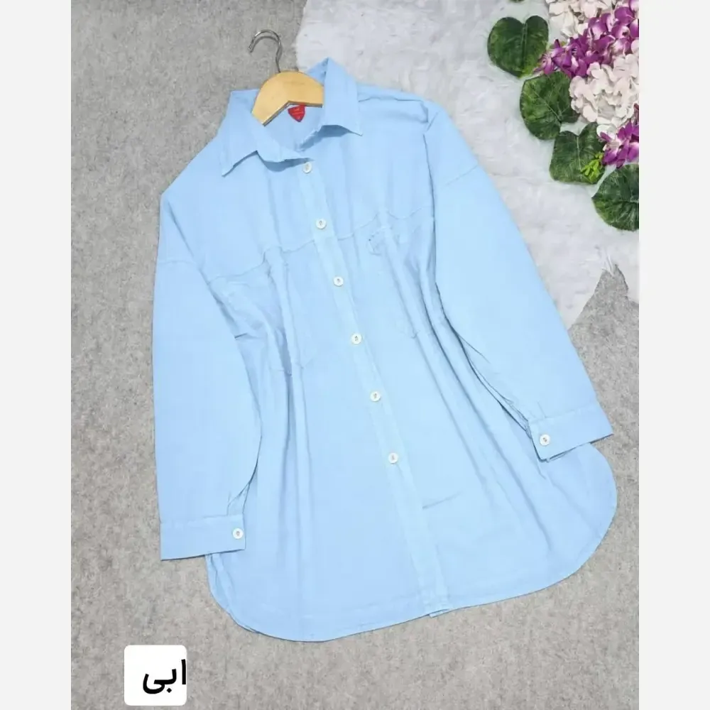 تونیک مانتویی ژاله الیاف درجه یک فری سایز 36 تا 48 جلو دکمه قد 79