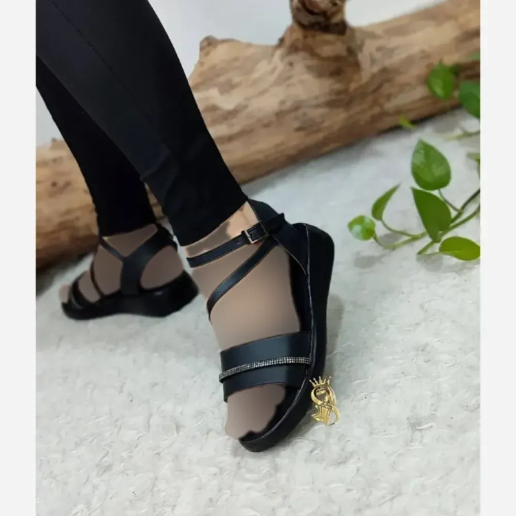 صندل طبی زنانه چرم مدل نرگس رنگ مشکی