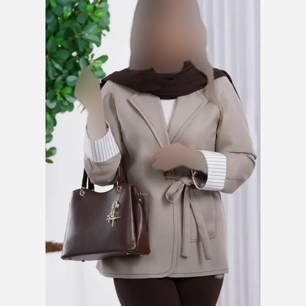 کت تک زنانه کرپ مازراتی کج راه مدل گندم رنگ بندی و سایز بندی مختلف