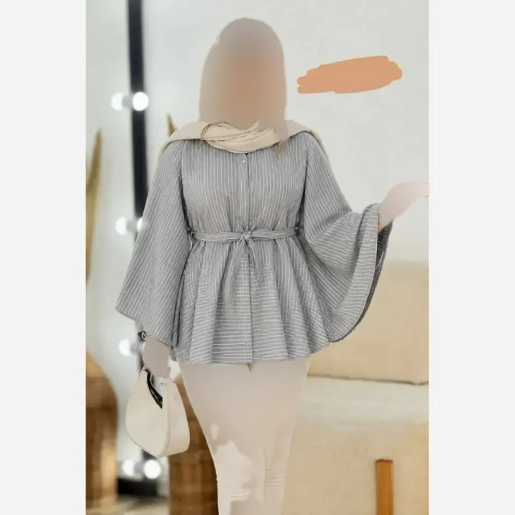 مانتو زنانه مدل بارانا جنس نخ داکرون رنگ آبی صورتی طوسی سایز فری