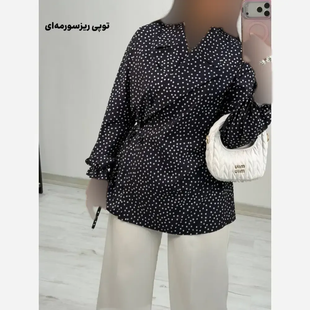 شومیز یقه انگلیسی زنانه کرپ بوگاتی مدل شادی فری سایز