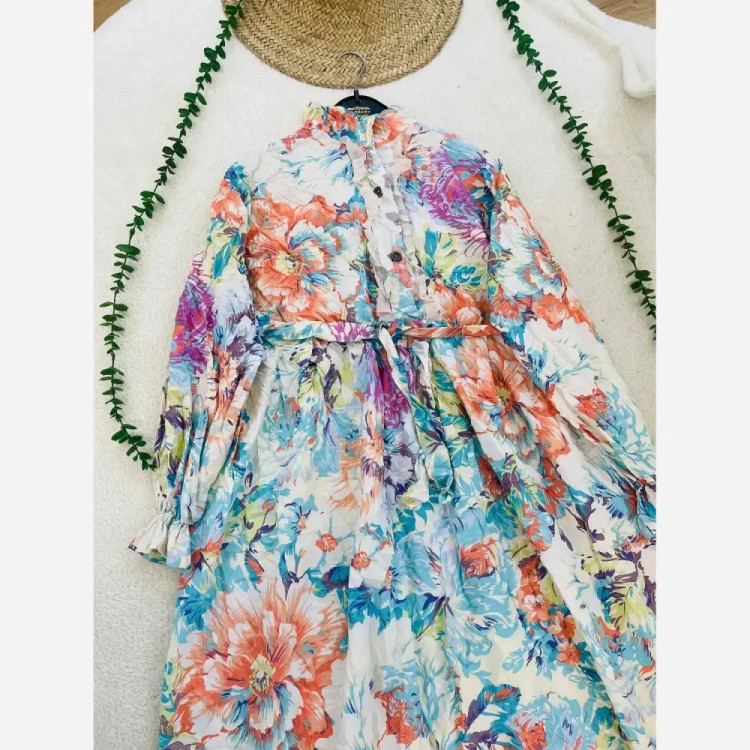 پیراهن پنبه نخی گلشید سایز فری مناسب 36 تا 48