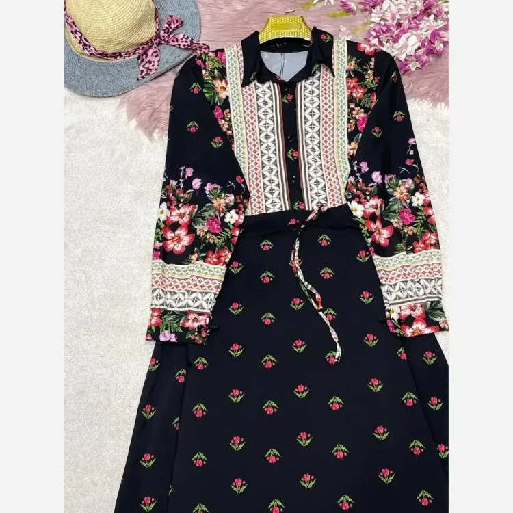 پیراهن ساحلی لاله فلور نخ درجه یک فری سایز 38 تا 46 سورمه ای مشکی قرمز مشکی صورتی
