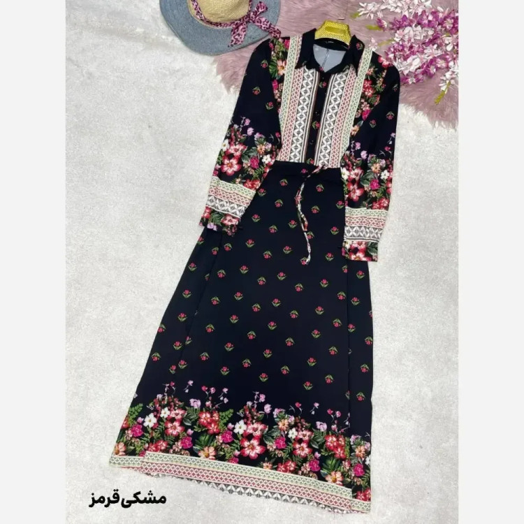 پیراهن ساحلی لاله فلور نخ درجه یک فری سایز 38 تا 46 سورمه ای مشکی قرمز مشکی صورتی