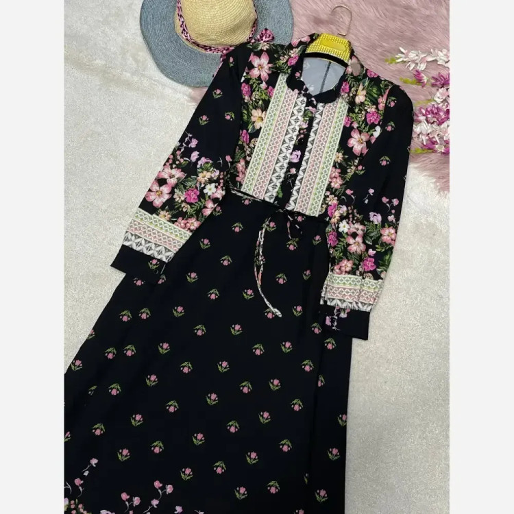 پیراهن ساحلی لاله فلور نخ درجه یک فری سایز 38 تا 46 سورمه ای مشکی قرمز مشکی صورتی