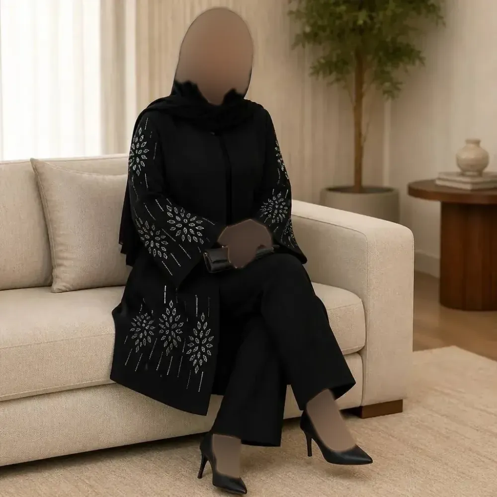کت مجلسی زنانه آرزو جنس شانتون اندوزی جت بلک رنگ مشکی
