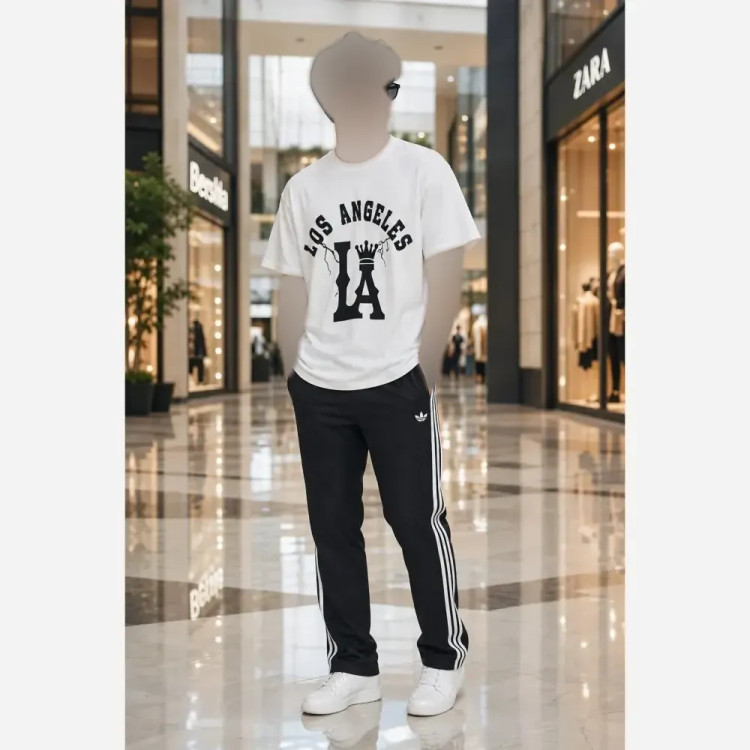 ست مردانه تیشرت پنبه سوپر و شلوار اسپان نخ اعلا طرح LV