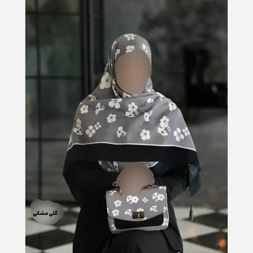 ست کیف و روسری فلور نخی منگوله دار با بند دوشی و قفل مخفی