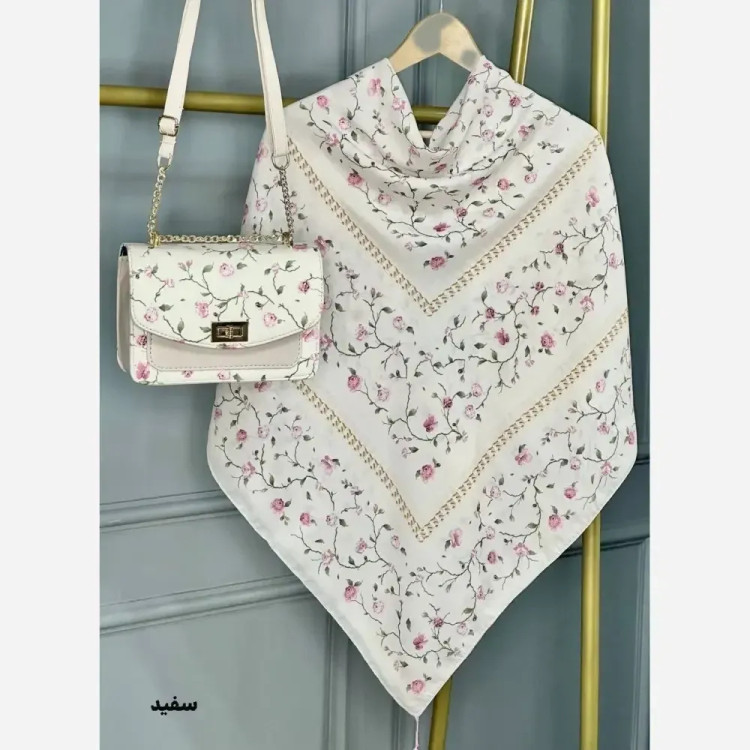 ست کیف و روسری مخمل و چرم صنعتی منگوله دار گلسار