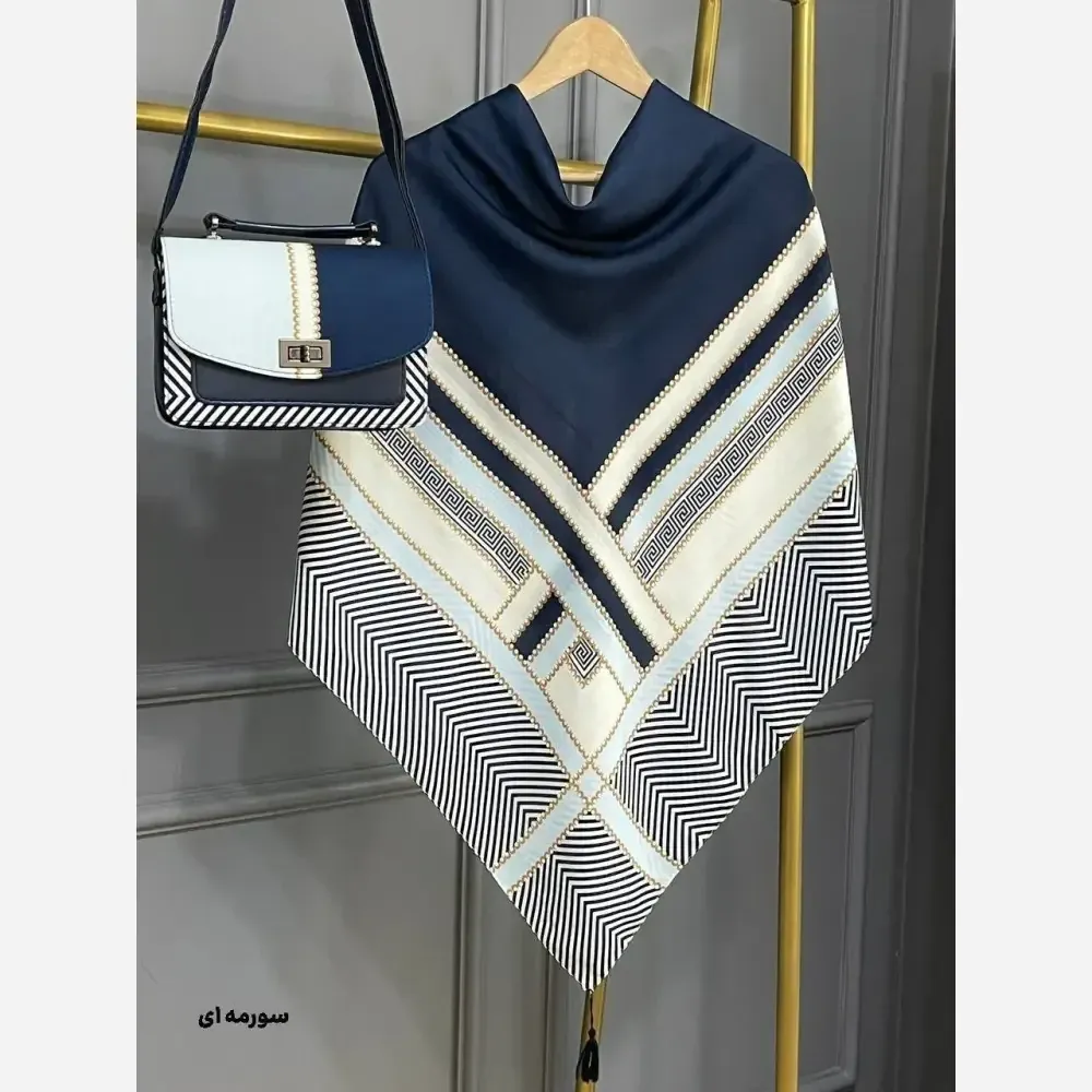 ست کیف و روسری ورساچه تیبا نخی منگوله دار مخمل چرم صنعتی 130x17x23