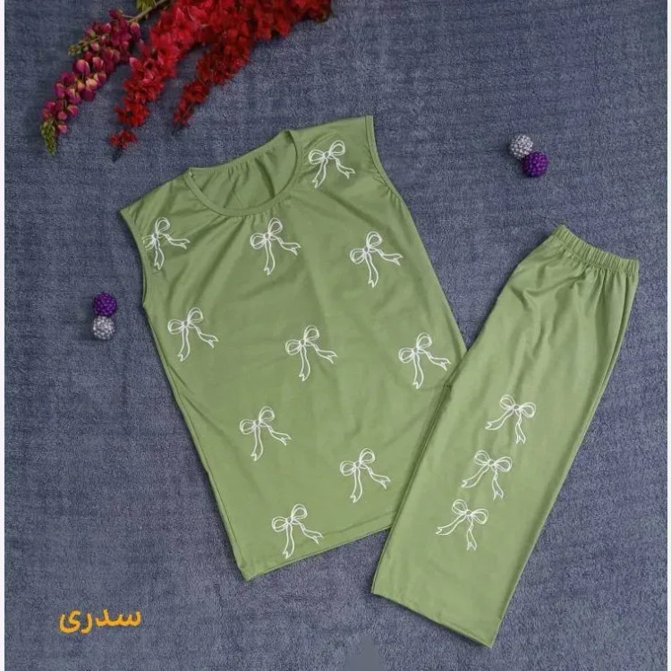 ست تاپ شلوارک طرح پاپیون نخ لاکرا خانگی
