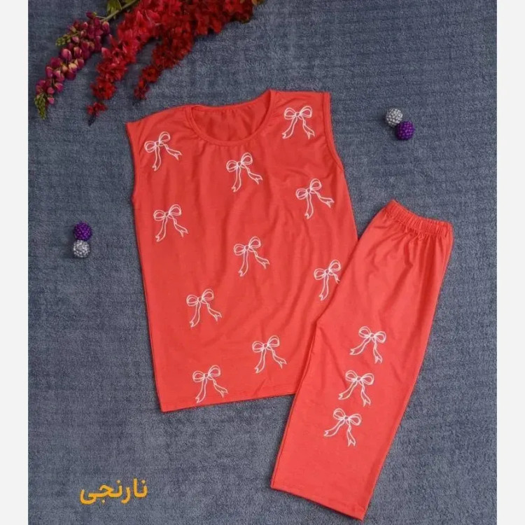 ست تاپ شلوارک طرح پاپیون نخ لاکرا خانگی