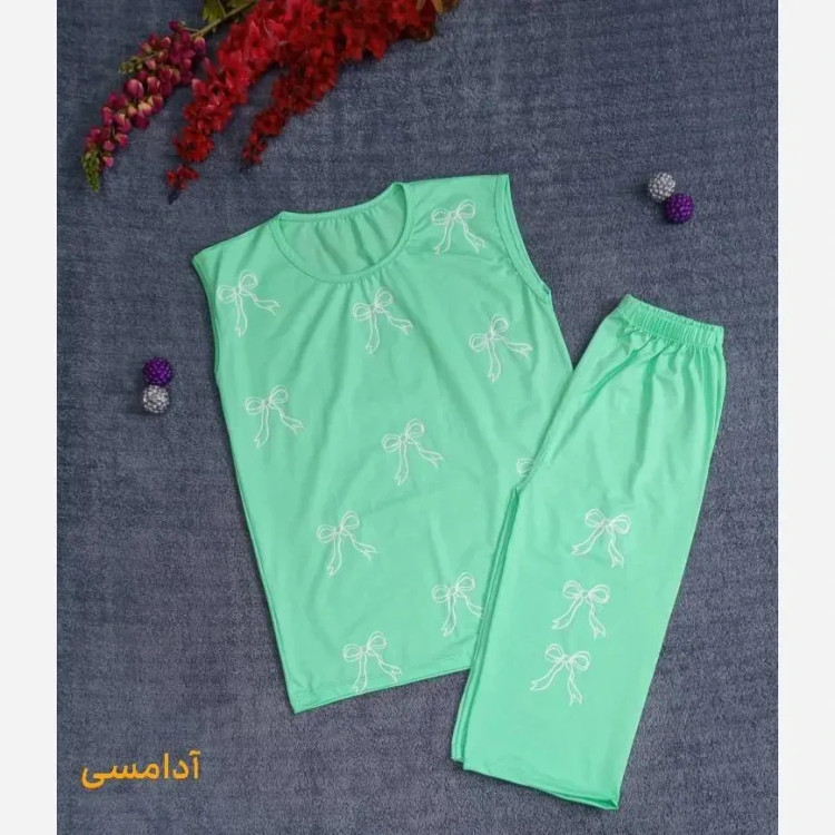 ست تاپ شلوارک طرح پاپیون نخ لاکرا خانگی