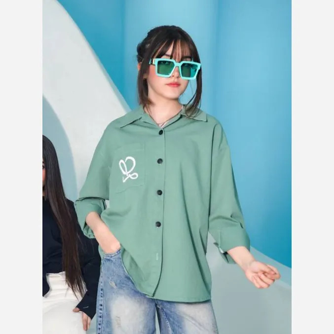 شومیز مانتویی کتان دخترانه و زنانه سنگ دوزی شده لش و آزاد چهارفصل