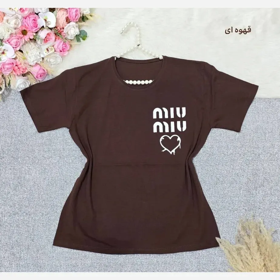 تیشرت باکسی طرح Miu Miu نخ پنبه اعلا فری سایز تا 44 رنگبندی متنوع