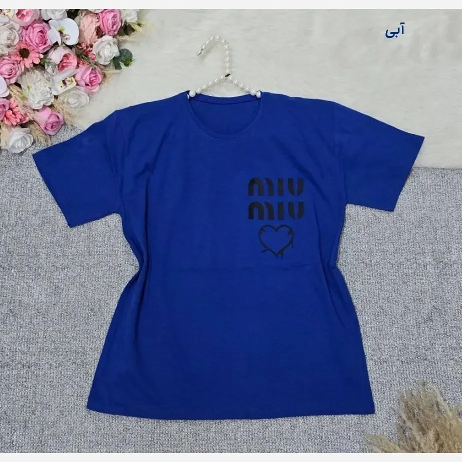 تیشرت باکسی طرح Miu Miu نخ پنبه اعلا فری سایز تا 44 رنگبندی متنوع