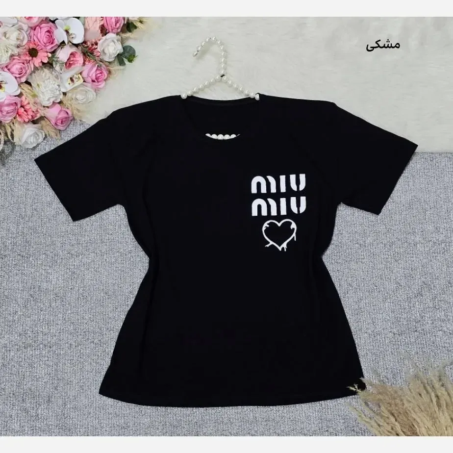 تیشرت باکسی طرح Miu Miu نخ پنبه اعلا فری سایز تا 44 رنگبندی متنوع