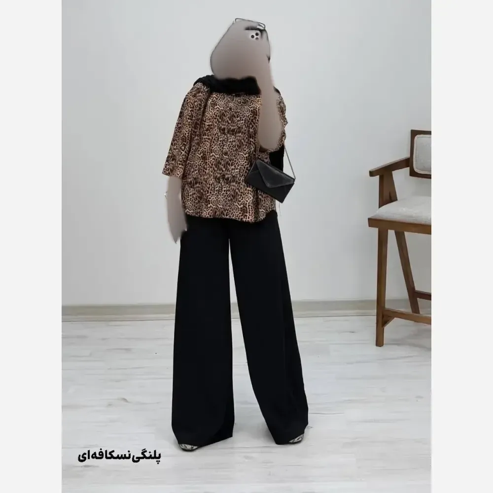 شومیز شلوار طرح دار زنانه کرپ بوگاتی فری سایز 38 تا 46