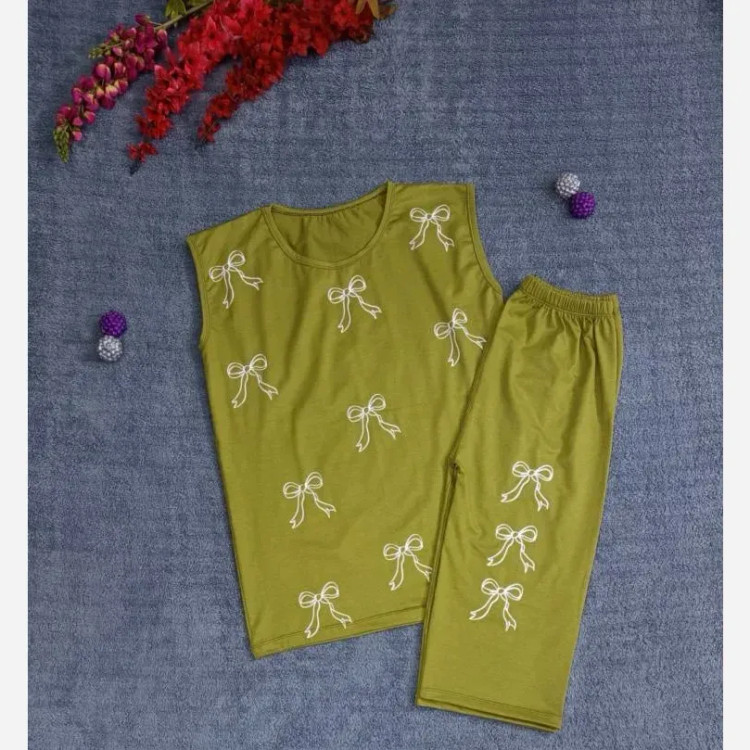 ست تاپ شلوارک نخ لاکرا فول کش پاپیونی