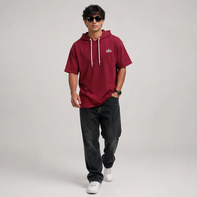 تی شرت کلاه دار مردانه پنبه ای