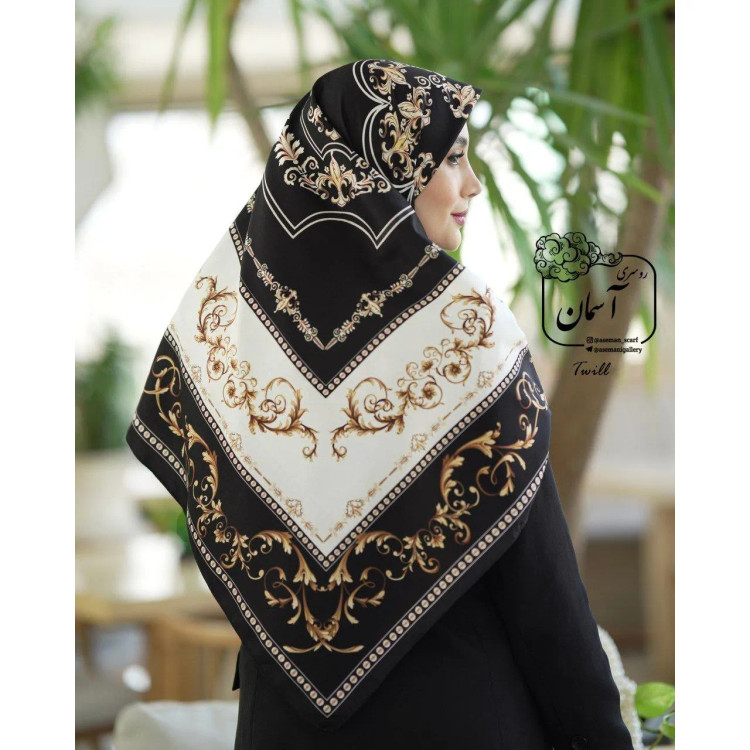 روسری ساتن ابریشم قواره 140 طرح رویا مجلسی