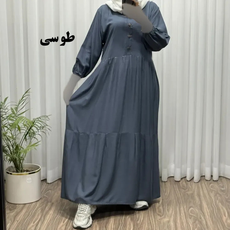 پیراهن ساحلی جلو دکمه نخی شسته شده فری سایز تا 46 بدون آبرفت و رنگ رفت کمربند دار تن خور شیک