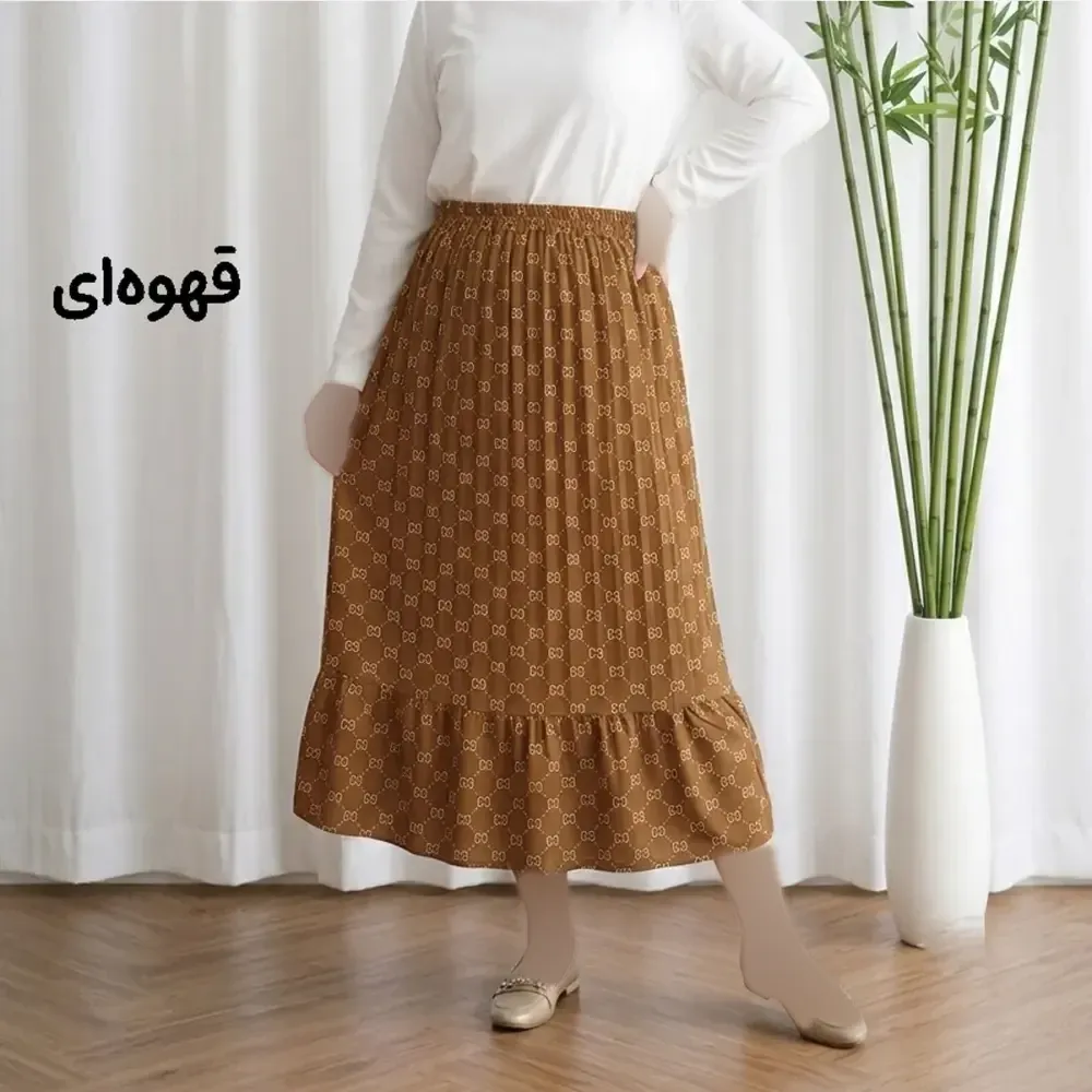 دامن نخی زنانه و دخترانه فری سایز پارچه خارجی گوچی