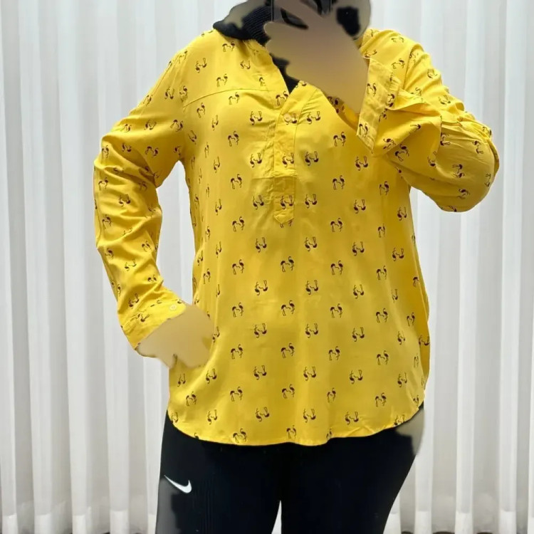 شومیز نخی وارداتی مدل فلامینگو کد 1363 فری سایز تا 50 تنخور شیک و راحت چهارفصل