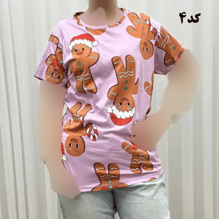 تیشرت طرحدار H&M کد 1169 نخ پنبه چهارفصل زنانه دخترانه تنخور راحت