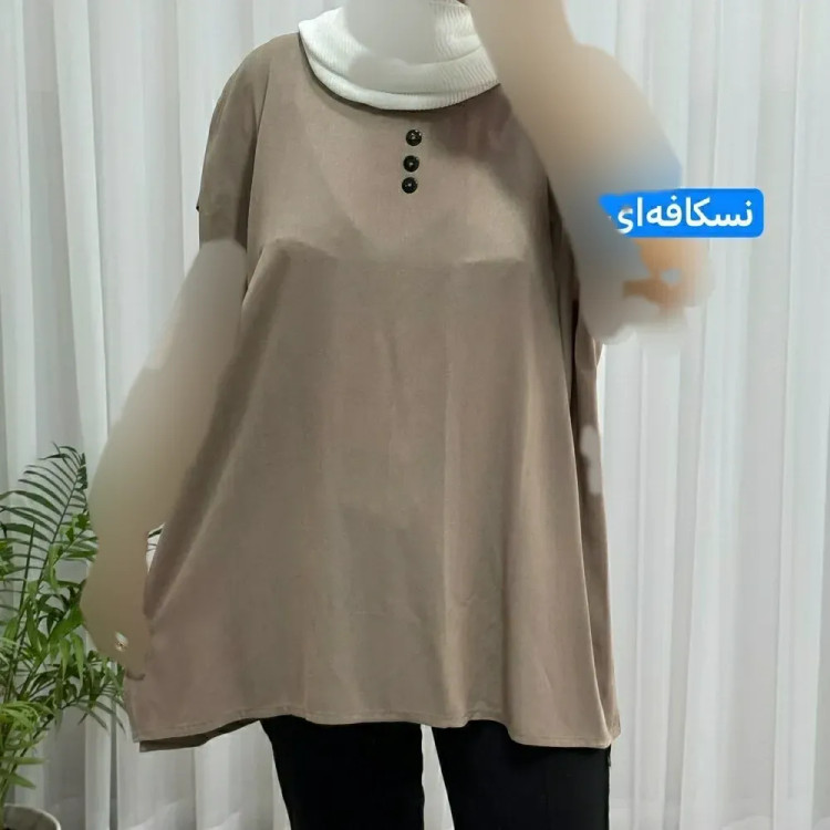 تاپ زنانه نخی ساده سایز بزرگ فری سایز مناسب تا سایز 54