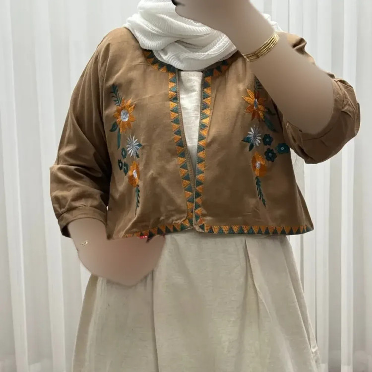 کت سارافون لینن مدل یولیا فری سایز زنانه مناسب تا سایز 48 چهارفصل شیک و راحت