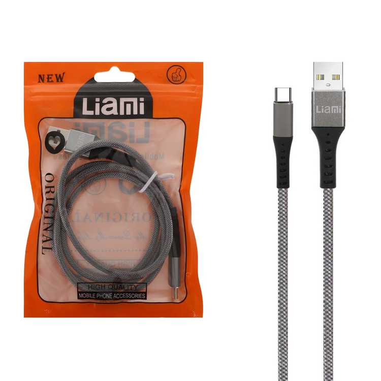 کابل شارژ فست USB To Type-C برند Liami اورجینال مدل LC-04 خاکستری 1 متری کنفی